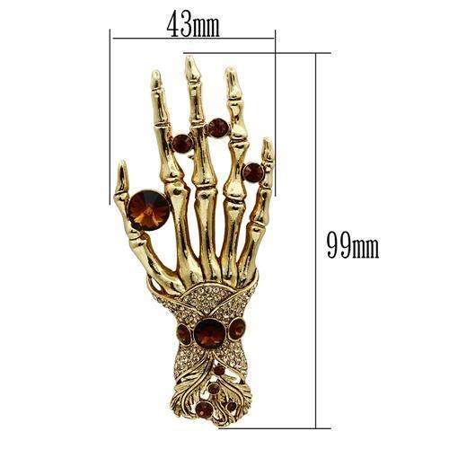 MALO2418 - Gold White Metal Brooches with Top Grade Crystal  in Multi Color