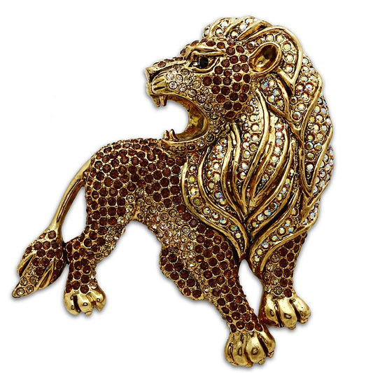 MALO2420 - Gold White Metal Brooches with Top Grade Crystal  in Multi Color