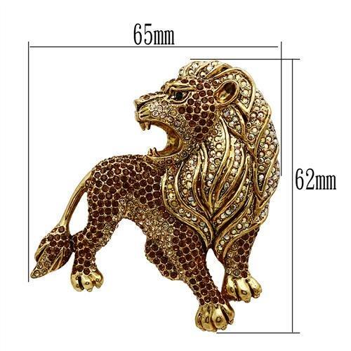 MALO2420 - Gold White Metal Brooches with Top Grade Crystal  in Multi Color