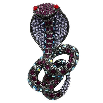 MALO2422 - Ruthenium White Metal Brooches with Top Grade Crystal  in Multi Color
