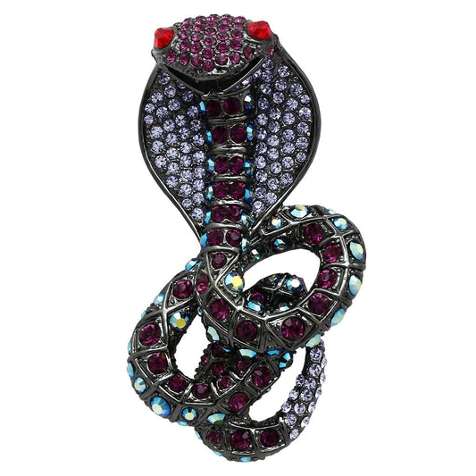 MALO2422 - Ruthenium White Metal Brooches with Top Grade Crystal  in Multi Color