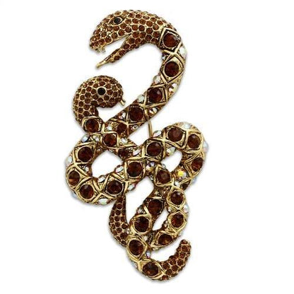 MALO2423 - Gold White Metal Brooches with Top Grade Crystal  in Multi Color
