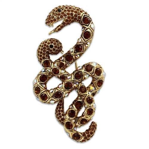 MALO2423 - Gold White Metal Brooches with Top Grade Crystal  in Multi Color