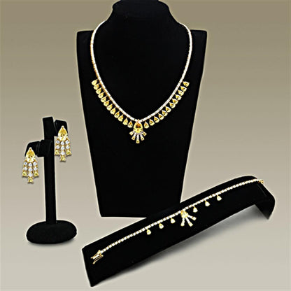 MALO2429 - Gold Brass Jewelry Sets with AAA Grade CZ  in Topaz