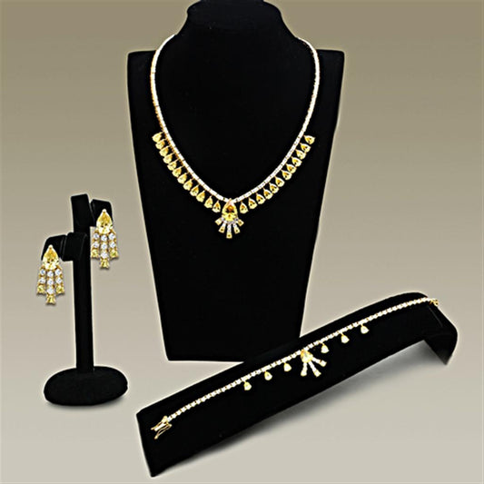 MALO2429 - Gold Brass Jewelry Sets with AAA Grade CZ  in Topaz