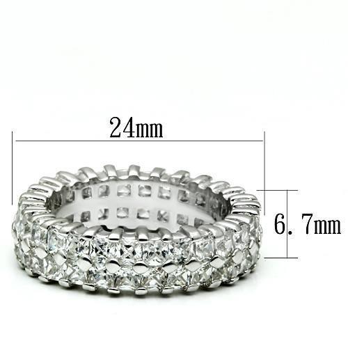 MALO2431 - Rhodium Brass Ring with AAA Grade CZ  in Clear