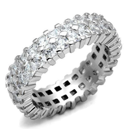 MALO2431 - Rhodium Brass Ring with AAA Grade CZ  in Clear