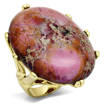 MALO2432 - Gold Brass Ring with Synthetic Jade in Light Amethyst