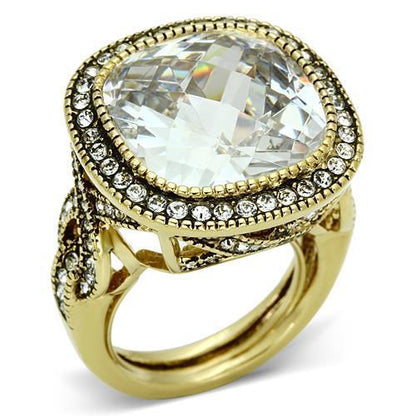 MALO2436 - Gold Brass Ring with AAA Grade CZ  in Clear