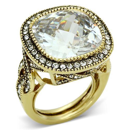 MALO2436 - Gold Brass Ring with AAA Grade CZ  in Clear