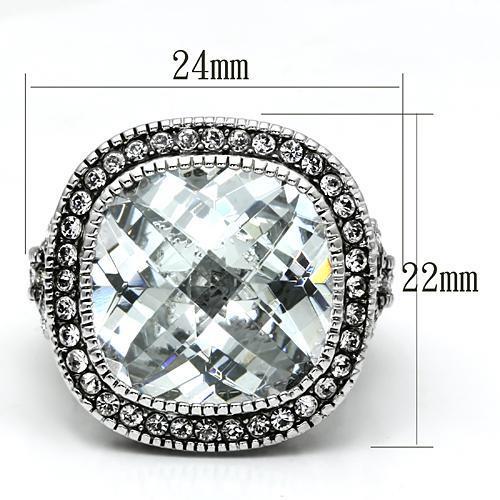 MALO2437 Rhodium Brass Ring with AAA Grade CZ in Clear