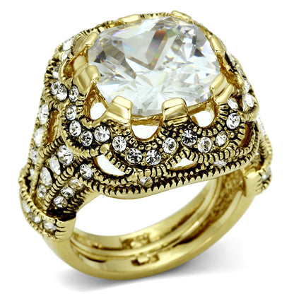 MALO2444 - Gold Brass Ring with AAA Grade CZ  in Clear