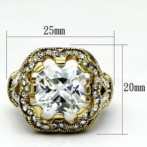 MALO2444 - Gold Brass Ring with AAA Grade CZ  in Clear