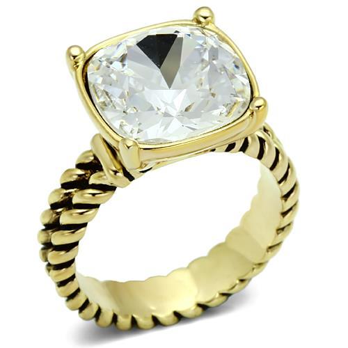 MALO2447 - Gold Brass Ring with AAA Grade CZ  in Clear