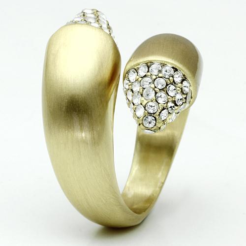 MALO2466 - Gold & Brush Brass Ring with Top Grade Crystal  in Clear