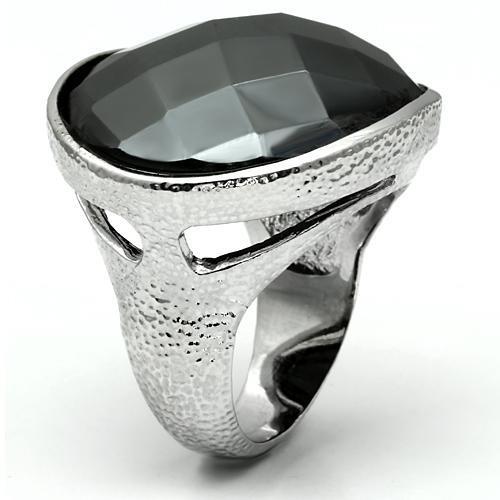 MALO2470 - Rhodium Brass Ring with Synthetic Hematite in Hematite