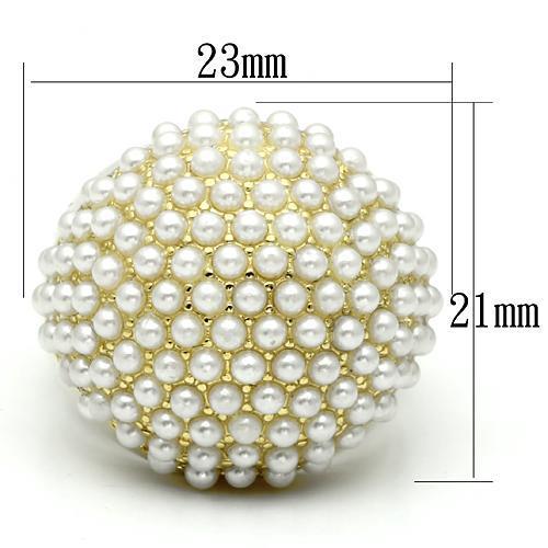 MALO2471 - Gold Brass Ring with Synthetic Pearl in White