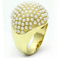 MALO2471 - Gold Brass Ring with Synthetic Pearl in White
