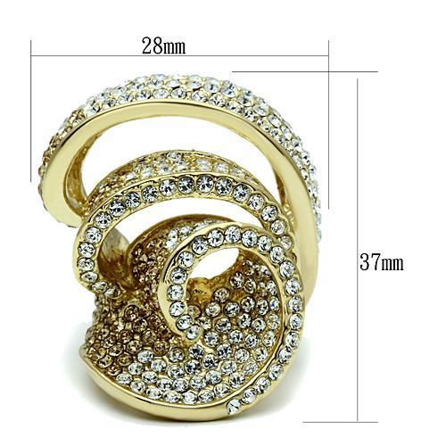 MALO2472 - Gold Brass Ring with Top Grade Crystal  in Light Smoked