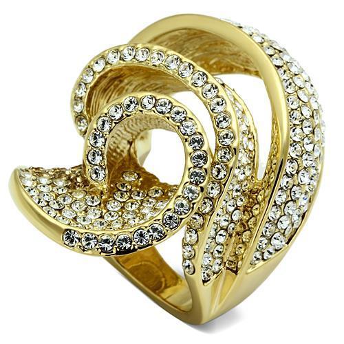 MALO2472 - Gold Brass Ring with Top Grade Crystal  in Light Smoked
