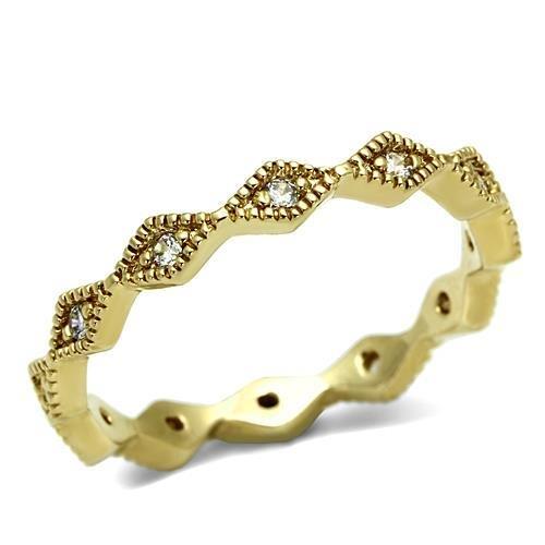 MALO2477 - Gold Brass Ring with AAA Grade CZ  in Clear