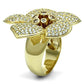 MALO2484 - Gold Brass Ring with AAA Grade CZ  in Champagne