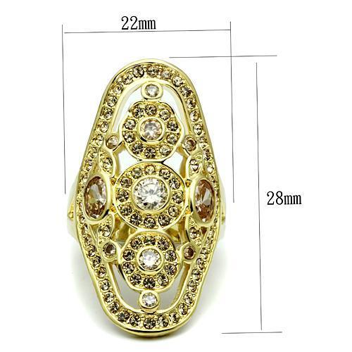 MALO2496 - Gold Brass Ring with AAA Grade CZ  in Champagne