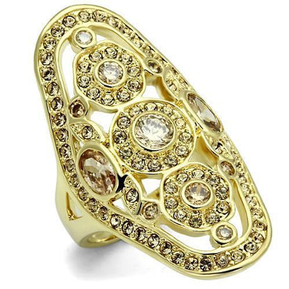 MALO2496 - Gold Brass Ring with AAA Grade CZ  in Champagne