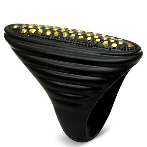 MALO2499 - TIN Cobalt Black Brass Ring with Top Grade Crystal  in Light Smoked