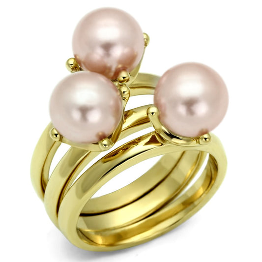 MALO2508 - Gold Brass Ring with Synthetic Pearl in Light Rose