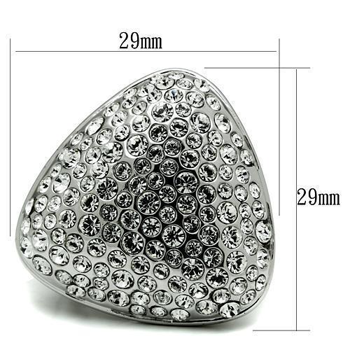 MALO2515 - Rhodium Brass Ring with Top Grade Crystal  in Clear
