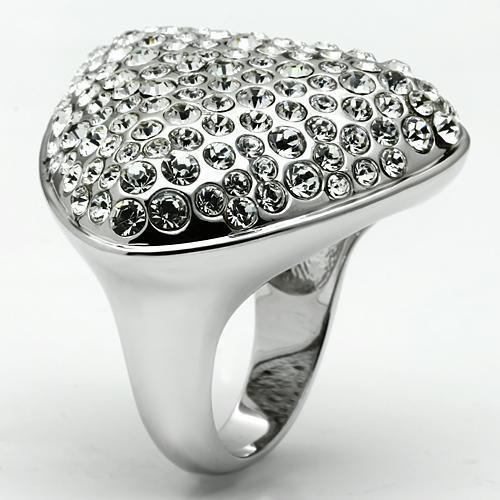 MALO2515 - Rhodium Brass Ring with Top Grade Crystal  in Clear