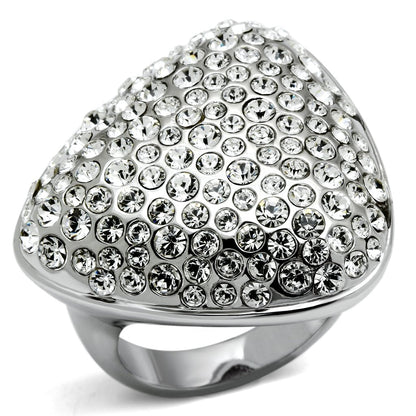 MALO2515 - Rhodium Brass Ring with Top Grade Crystal  in Clear