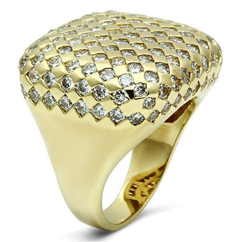 MALO2516 - Gold Brass Ring with AAA Grade CZ  in Clear