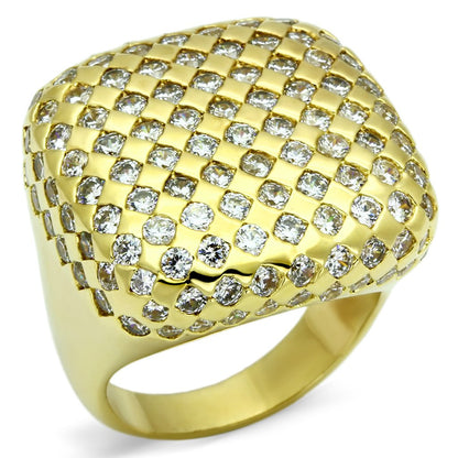 MALO2516 - Gold Brass Ring with AAA Grade CZ  in Clear