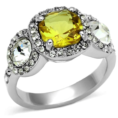 MALO2517 - Rhodium Brass Ring with Synthetic Synthetic Glass in Topaz