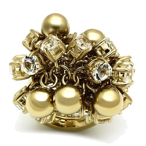 MALO2520 - Gold Brass Ring with Top Grade Crystal  in Clear