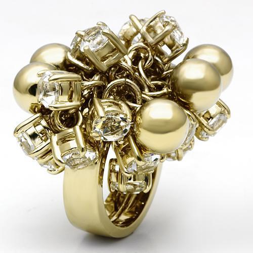 MALO2520 - Gold Brass Ring with Top Grade Crystal  in Clear