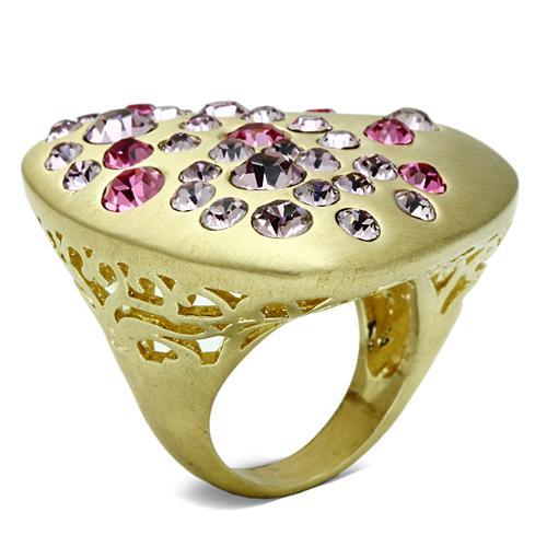 MALO2534 - Gold & Brush Brass Ring with Top Grade Crystal  in Multi Color