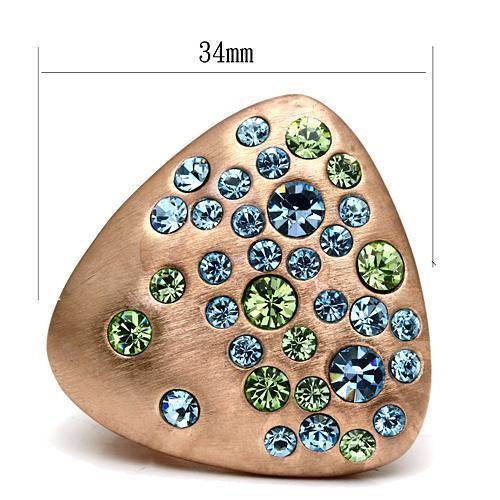 MALO2535 - Rose Gold Brass Ring with Top Grade Crystal  in Multi Color