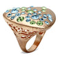 MALO2535 - Rose Gold Brass Ring with Top Grade Crystal  in Multi Color