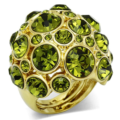 MALO2544 - Gold Brass Ring with Top Grade Crystal  in Olivine color