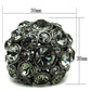 MALO2545 - Ruthenium Brass Ring with Top Grade Crystal  in Black Diamond