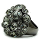 MALO2545 - Ruthenium Brass Ring with Top Grade Crystal  in Black Diamond