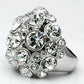 MALO2546 - Rhodium Brass Ring with Top Grade Crystal  in Clear