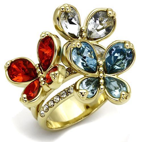 MALO2547 - Gold Brass Ring with Assorted  in Multi Color