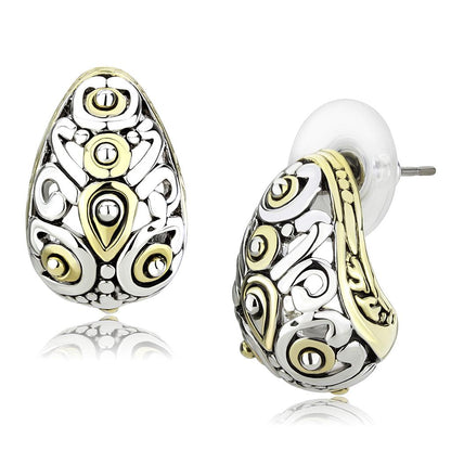 MALO256 - Gold+Rhodium Brass Earrings with No Stone