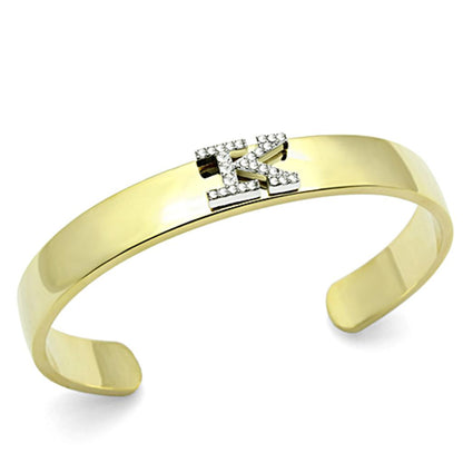 MALO2580 - Gold+Rhodium White Metal Bangle with Top Grade Crystal  in Clear