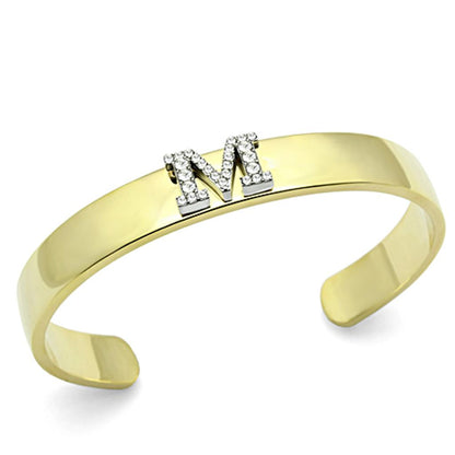 MALO2582 - Gold+Rhodium White Metal Bangle with Top Grade Crystal  in Clear