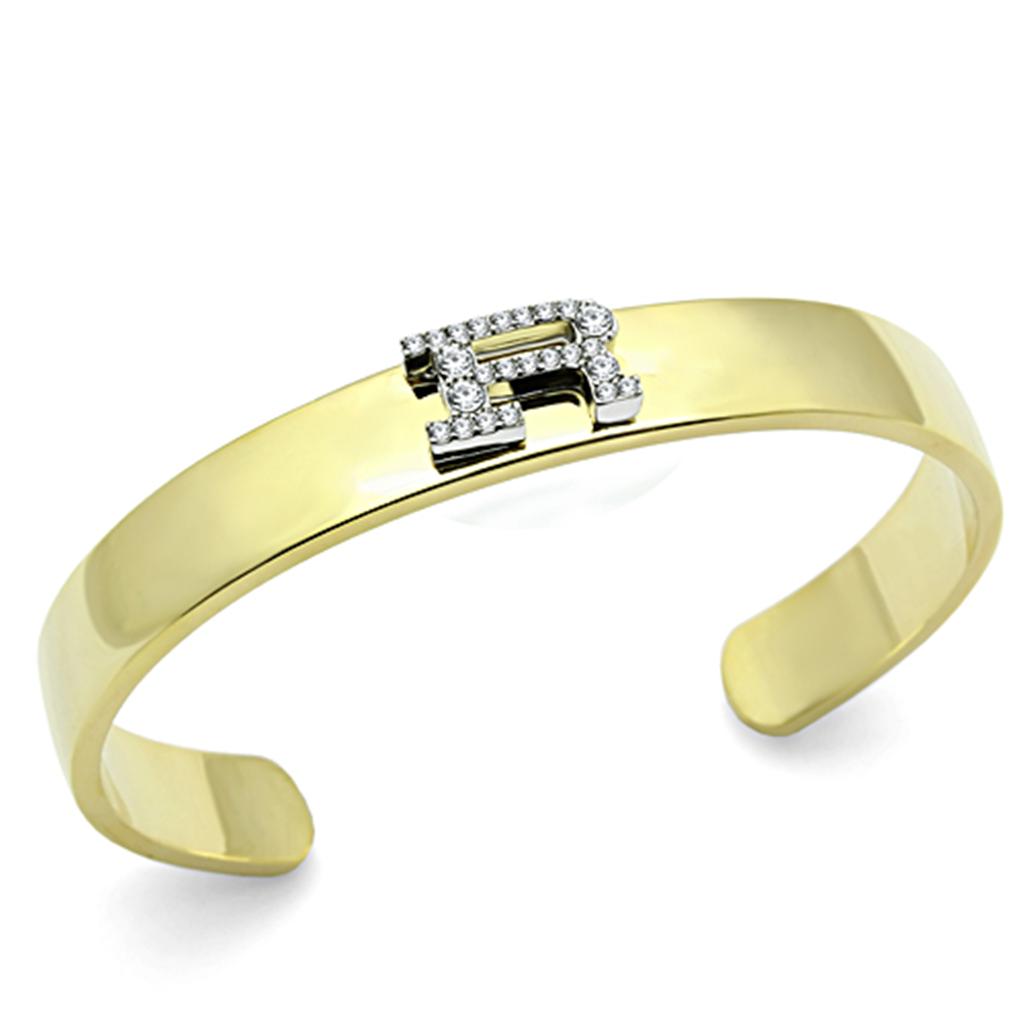 MALO2587 - Gold+Rhodium White Metal Bangle with Top Grade Crystal  in Clear